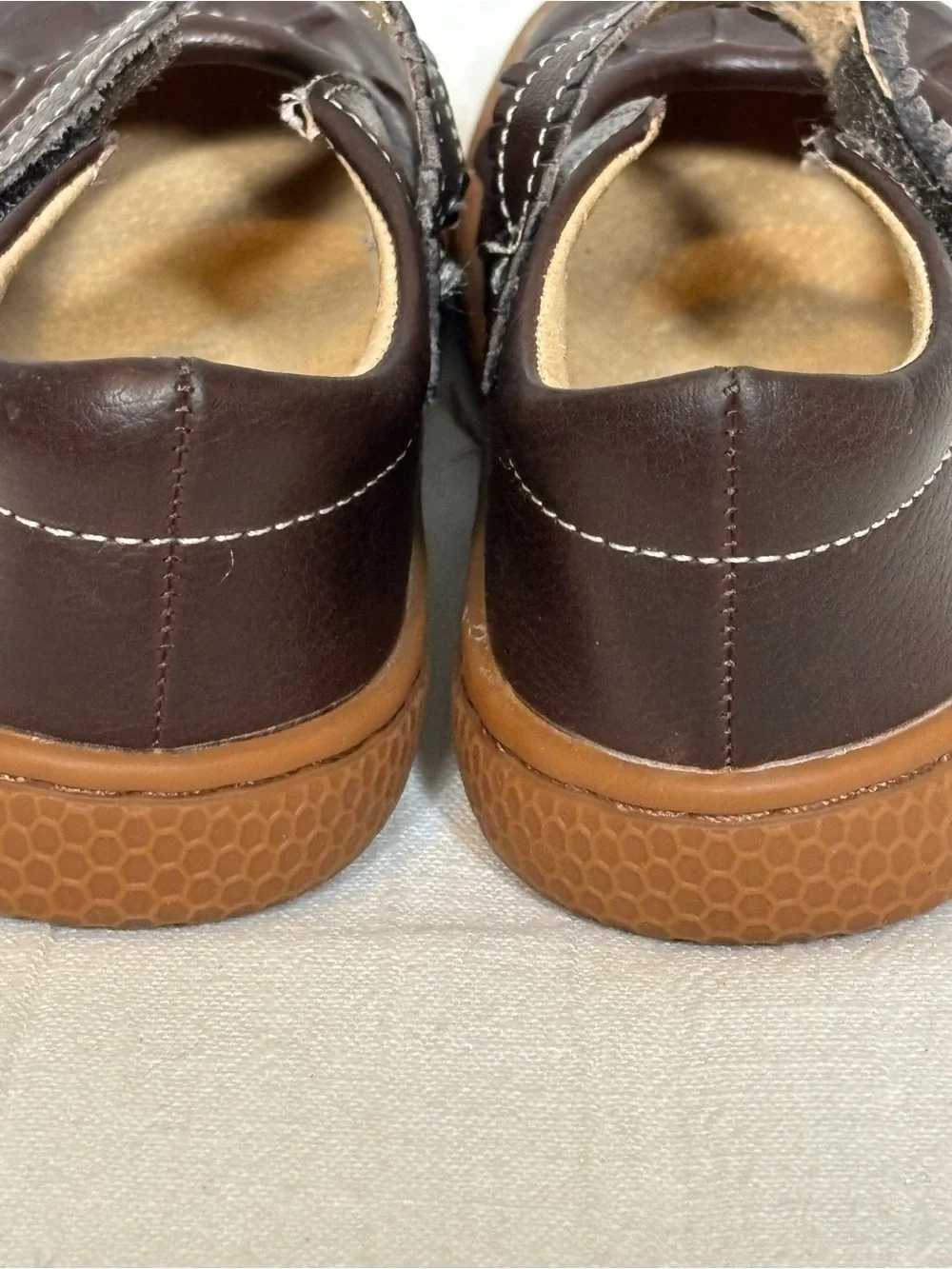 Livie & Luca Ruche Classic Mary Jane Leather Shoes-Mocha Brown-Toddler Girls 8